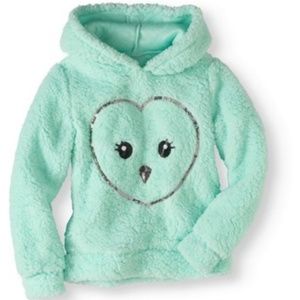 Girls Fuzzy Hooded Owl Sweater
